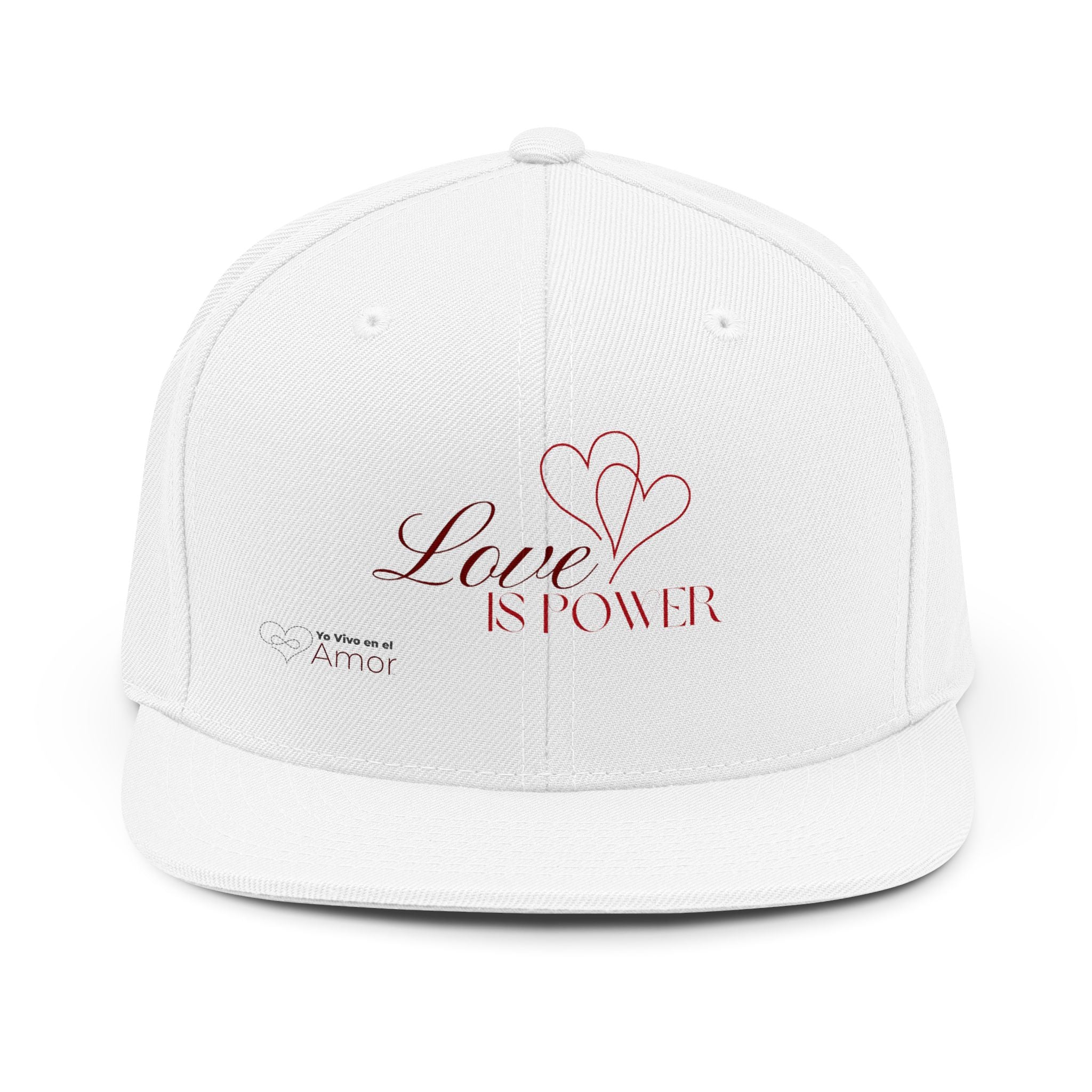 Love Is Power Snapback Hat — Romantic Heart Embroidered Cap